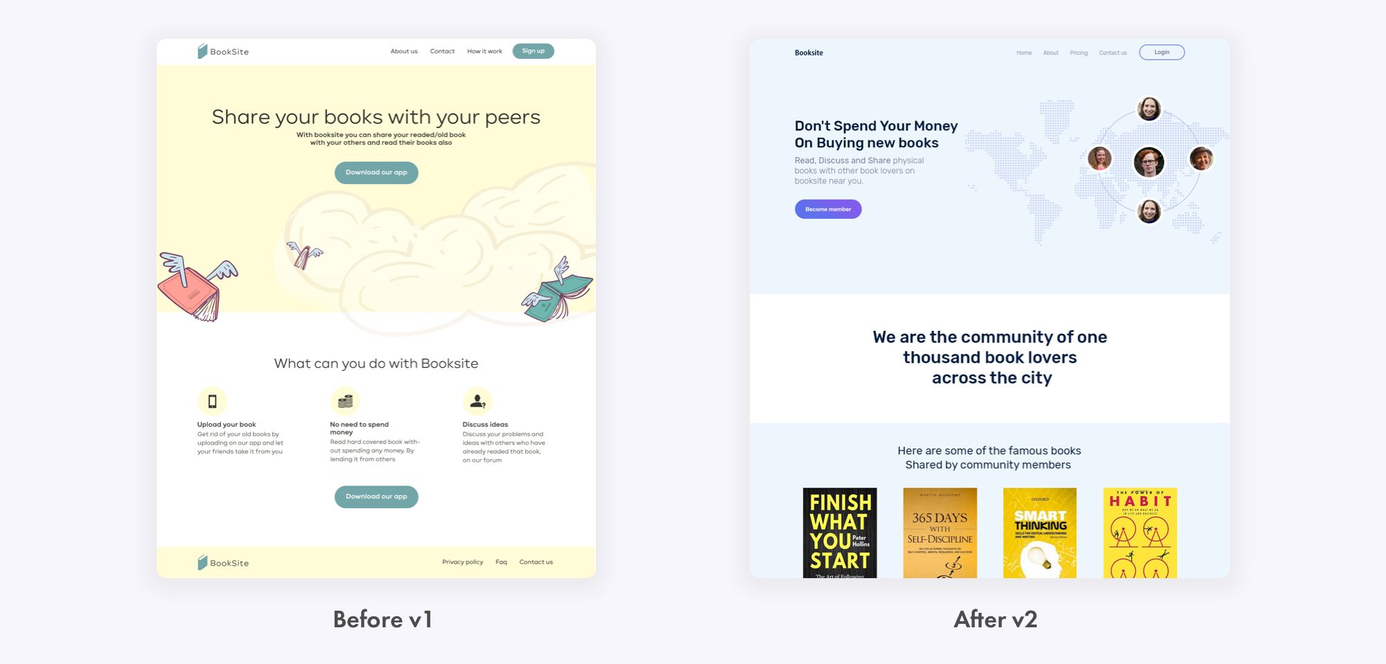 Designs Before and After screenshots of taking DesignerUp Course