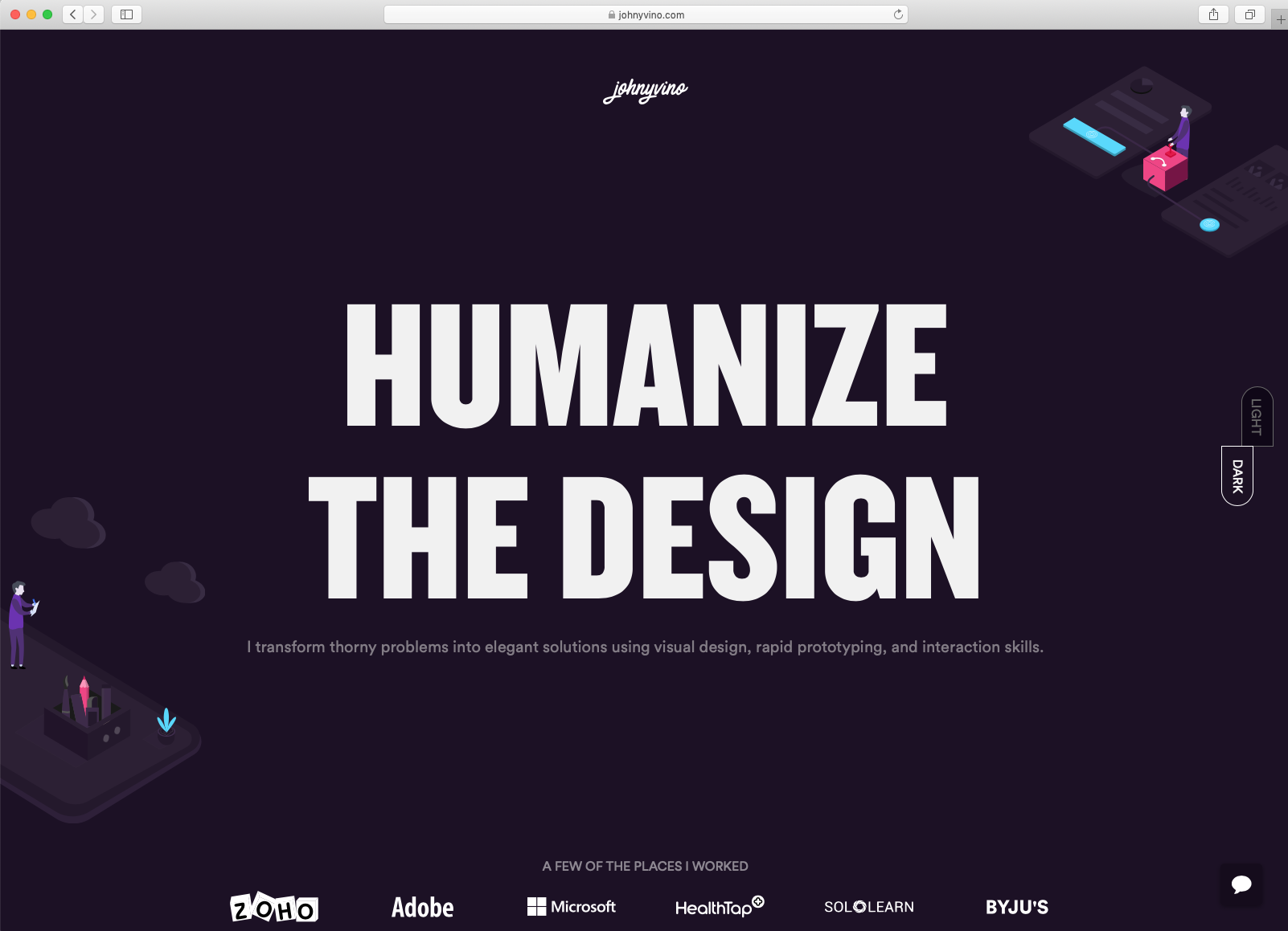 Humanize The Design writte on dark background
