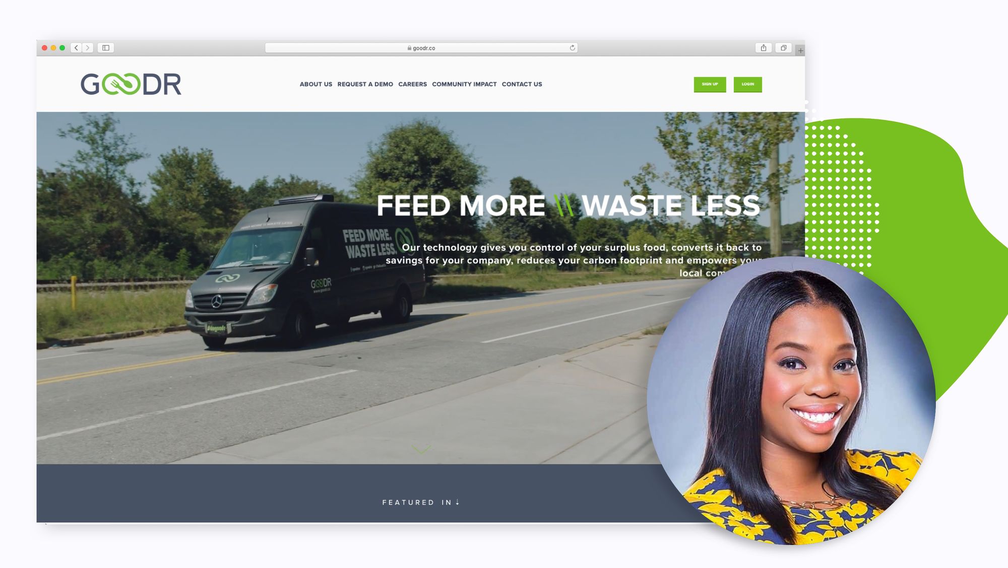 Goodr homepage - feed more, waste less