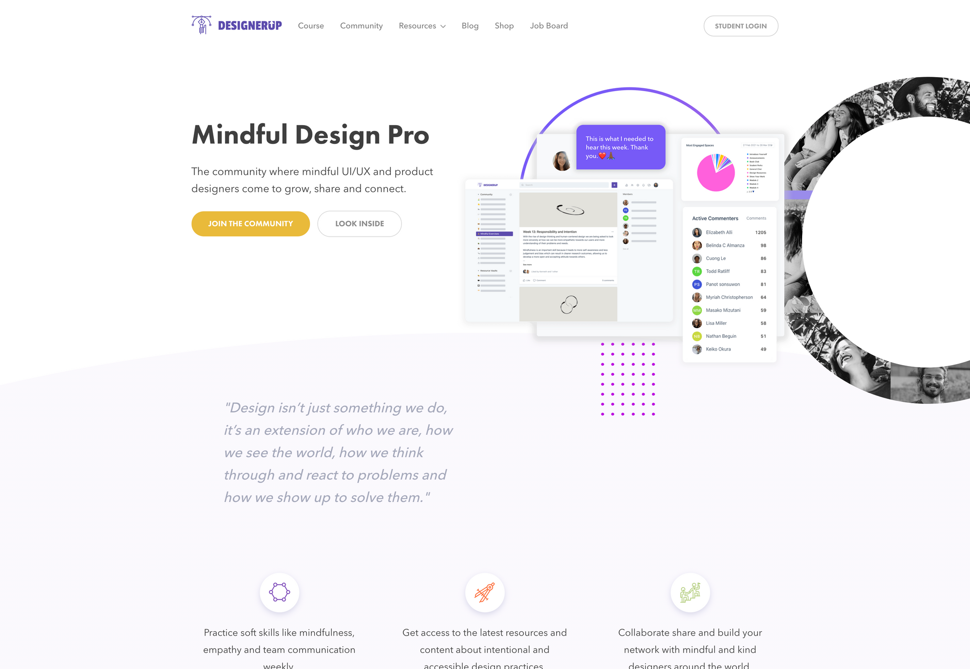 Mindful Design Pro Community Homepage