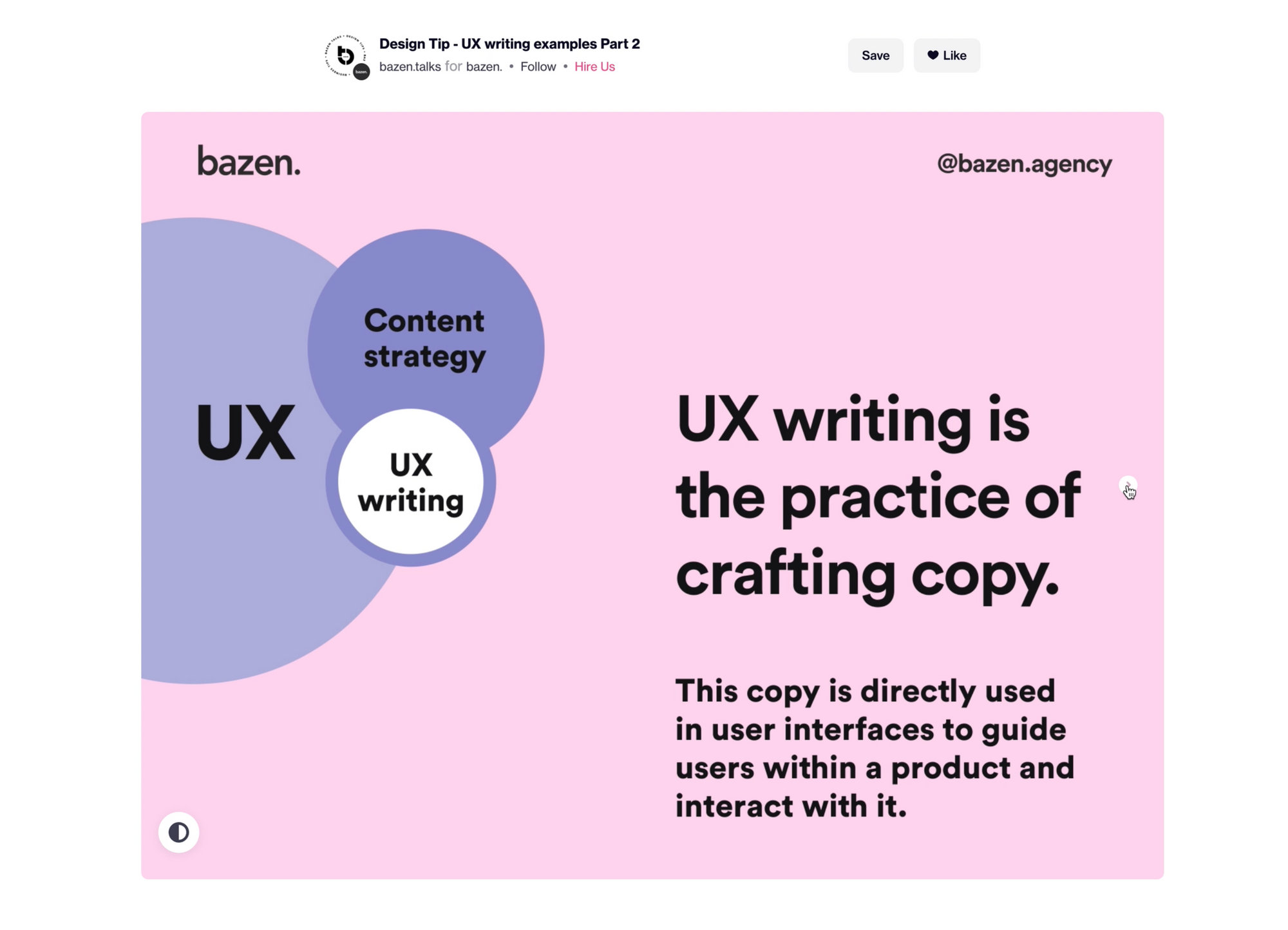 UX copywriting on pink background