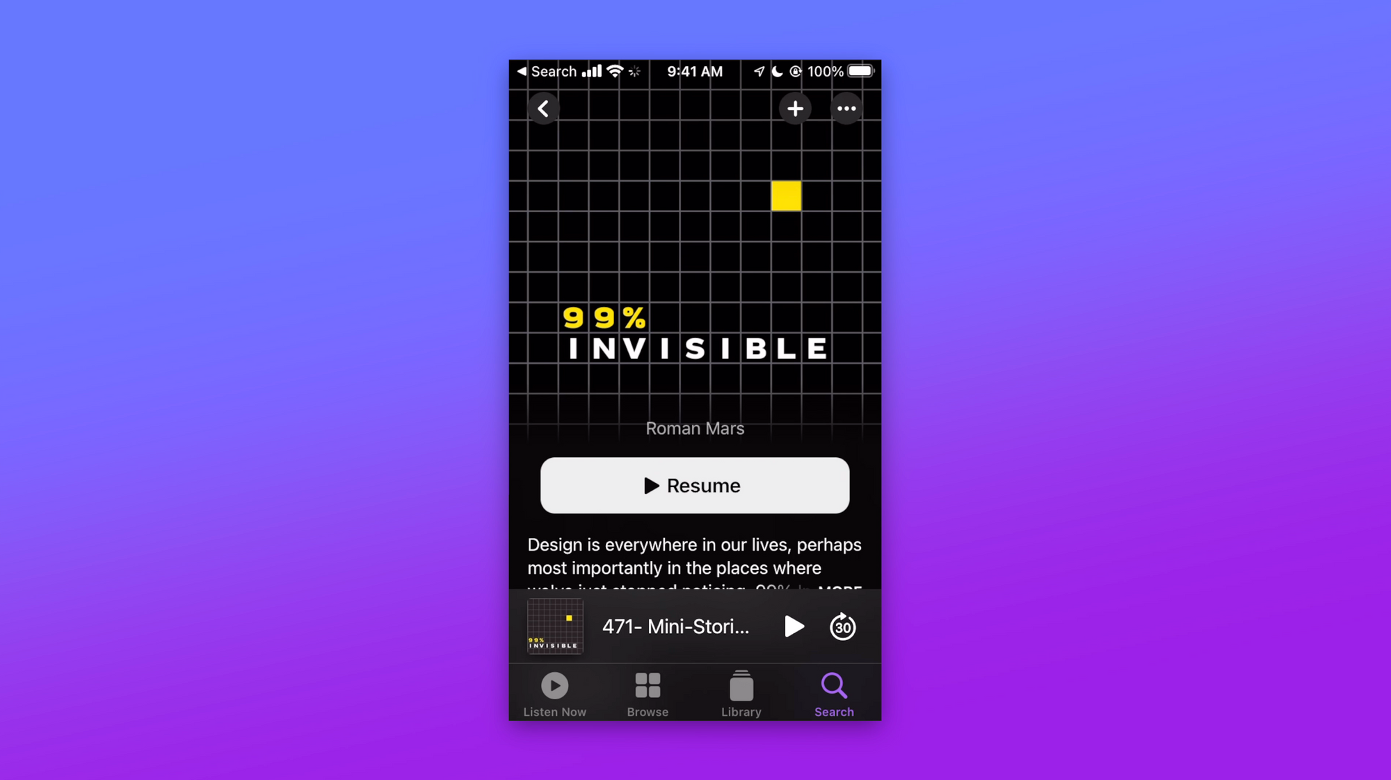 99% Invisible Podcast black and yellow cover