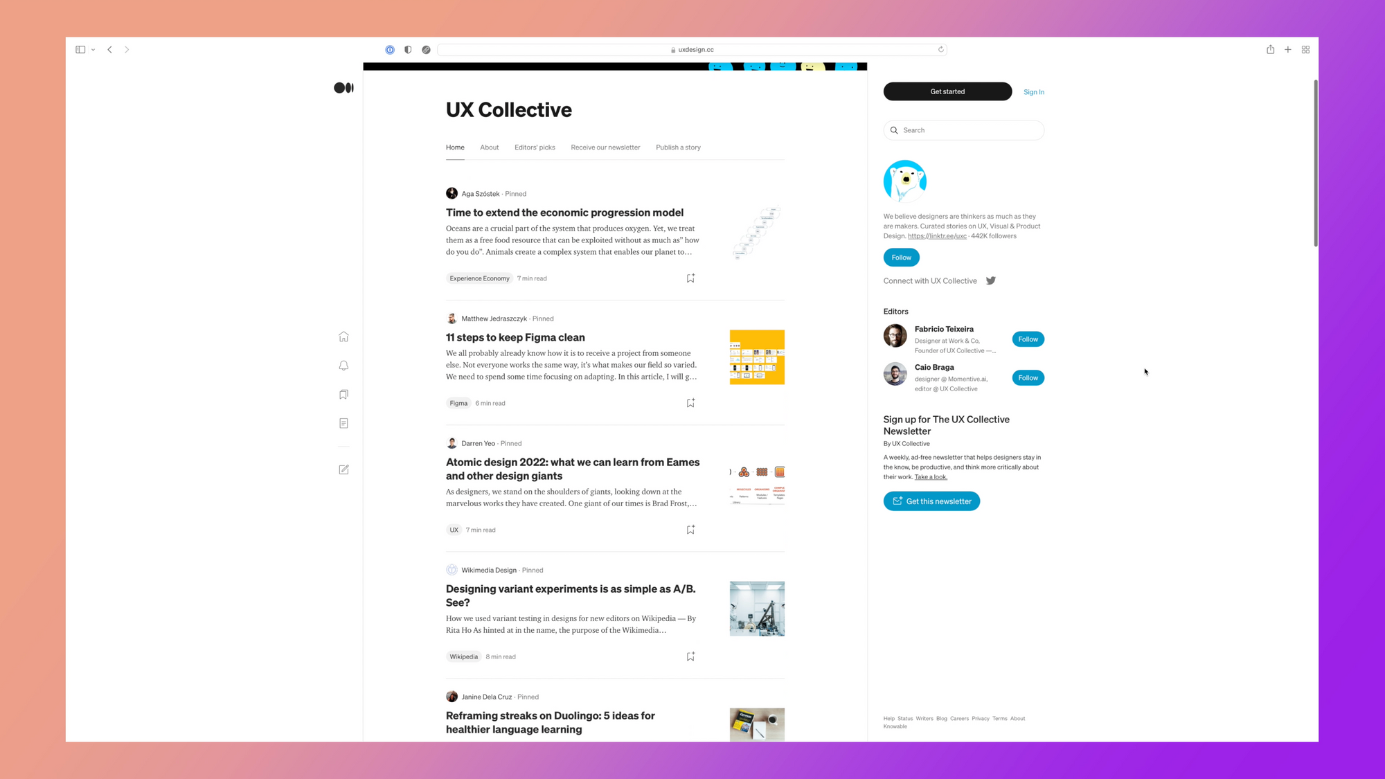 UX Collective Homepage