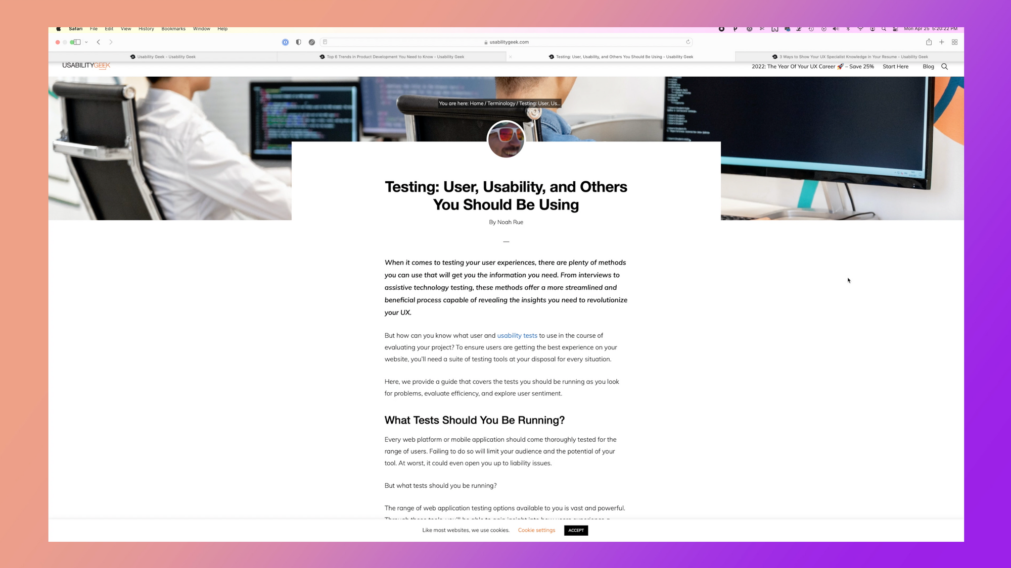 Usability Geek homepage