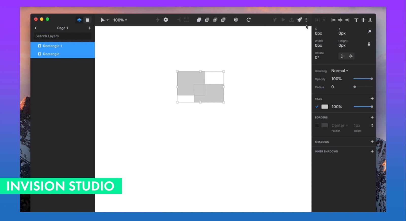 Screenshot of Invision Studio Interface