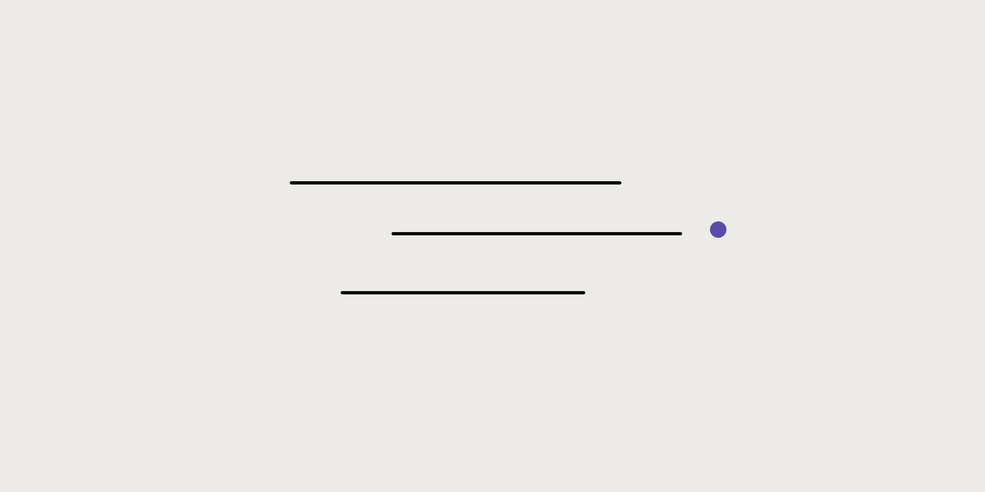 3 black progress lines with 1 purple dot