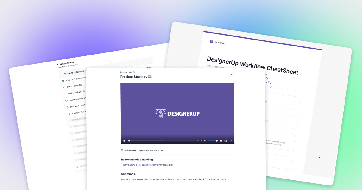 Worksheets from DesignerUp Product Design Course