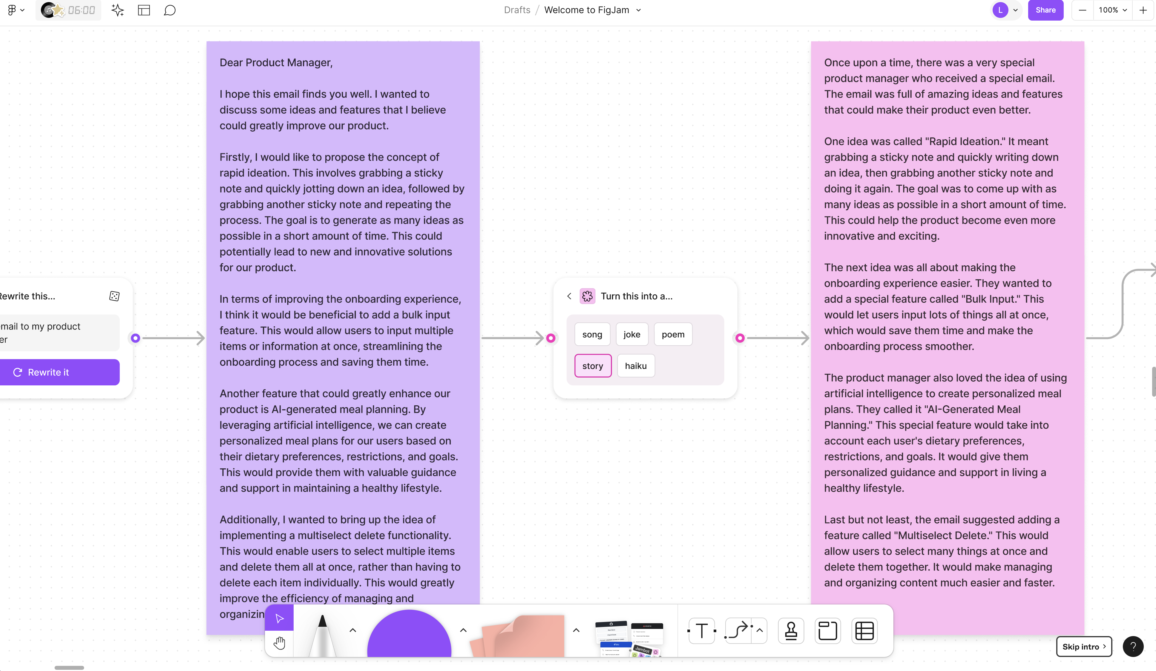 Rewrite this AI generation with Jambot on Pink sticky 