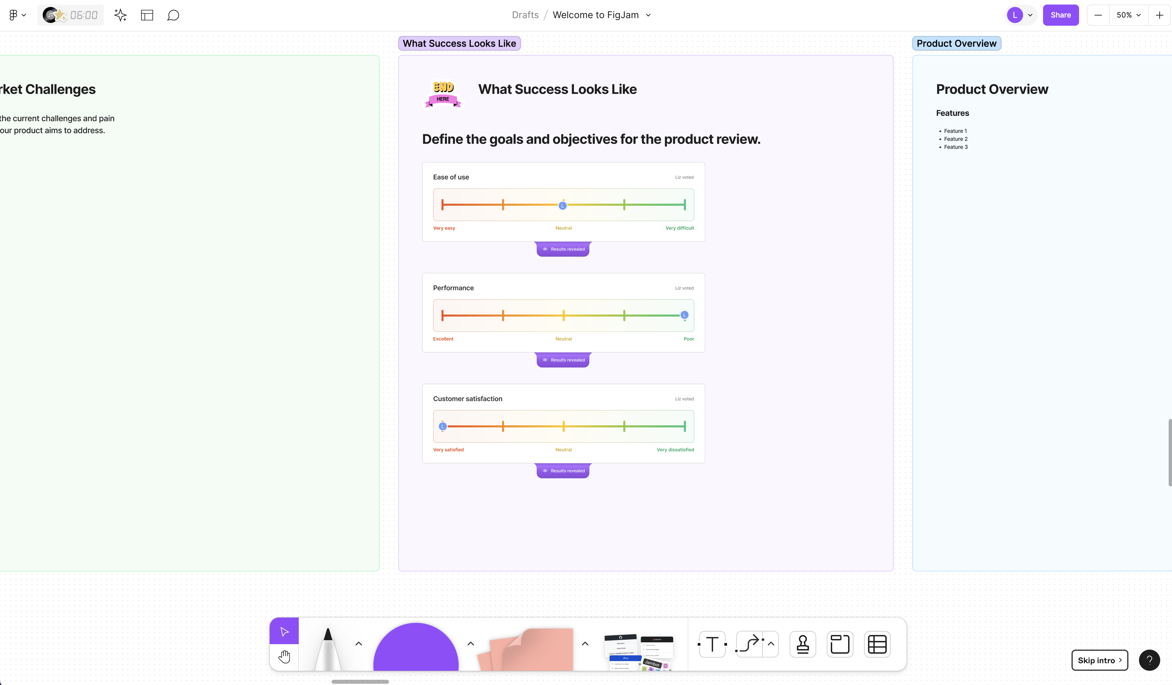 Purple board with interactive alignment scale from orange to blue gradient