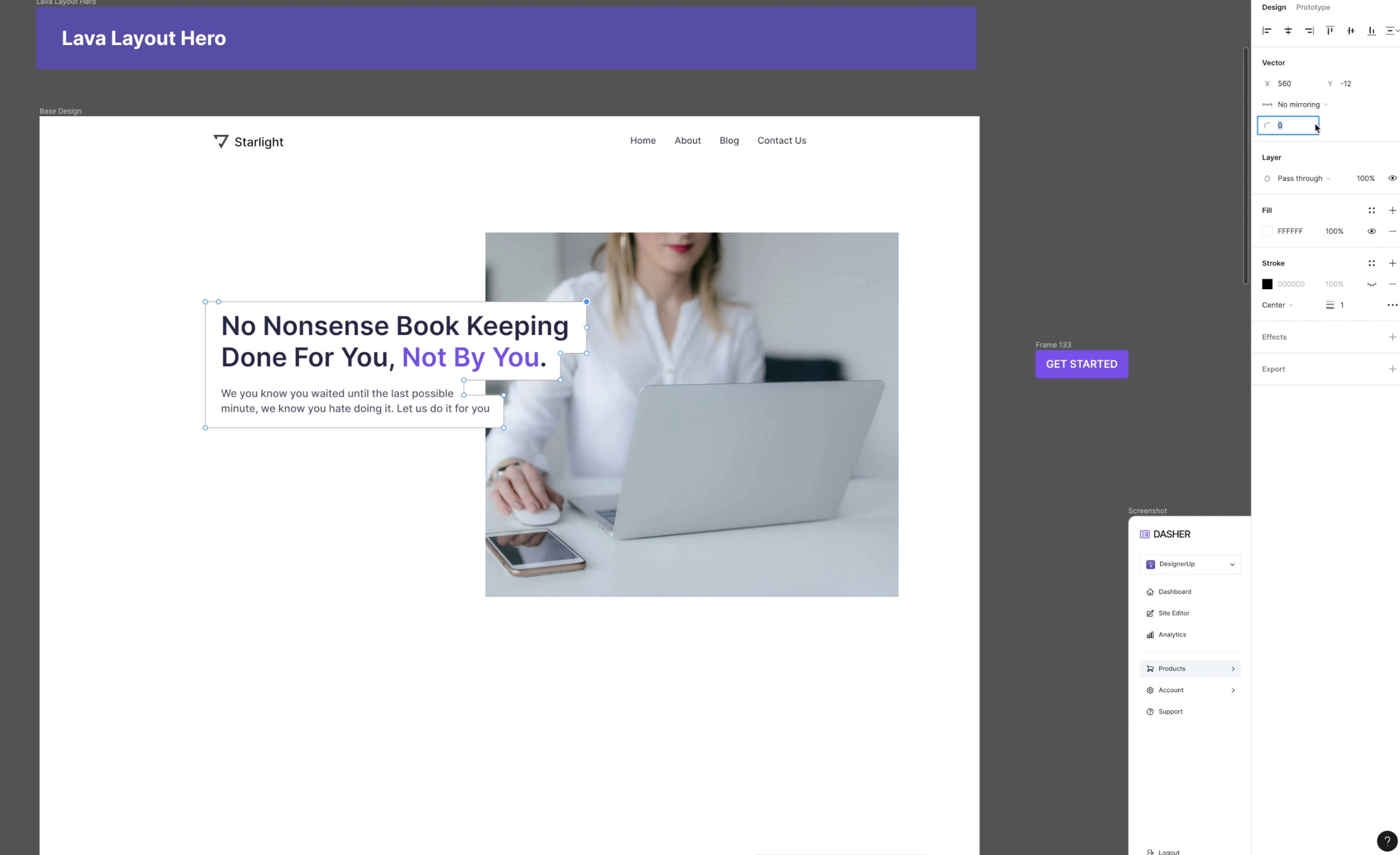 Gray and purple text with gray box as image of white women with blond hair on computer - with text overlay editable