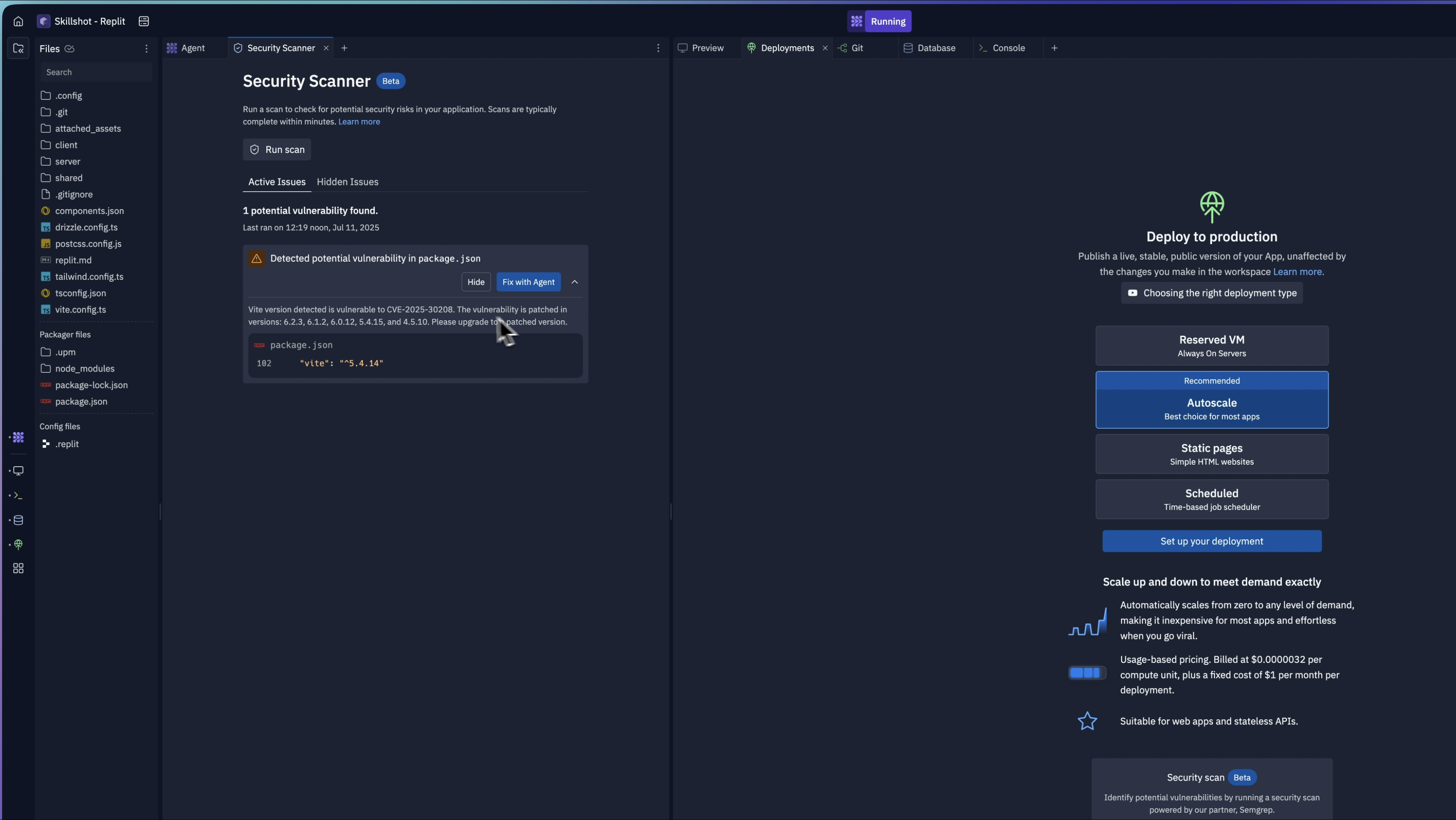 Agent fixing 1 found vulnerability issue