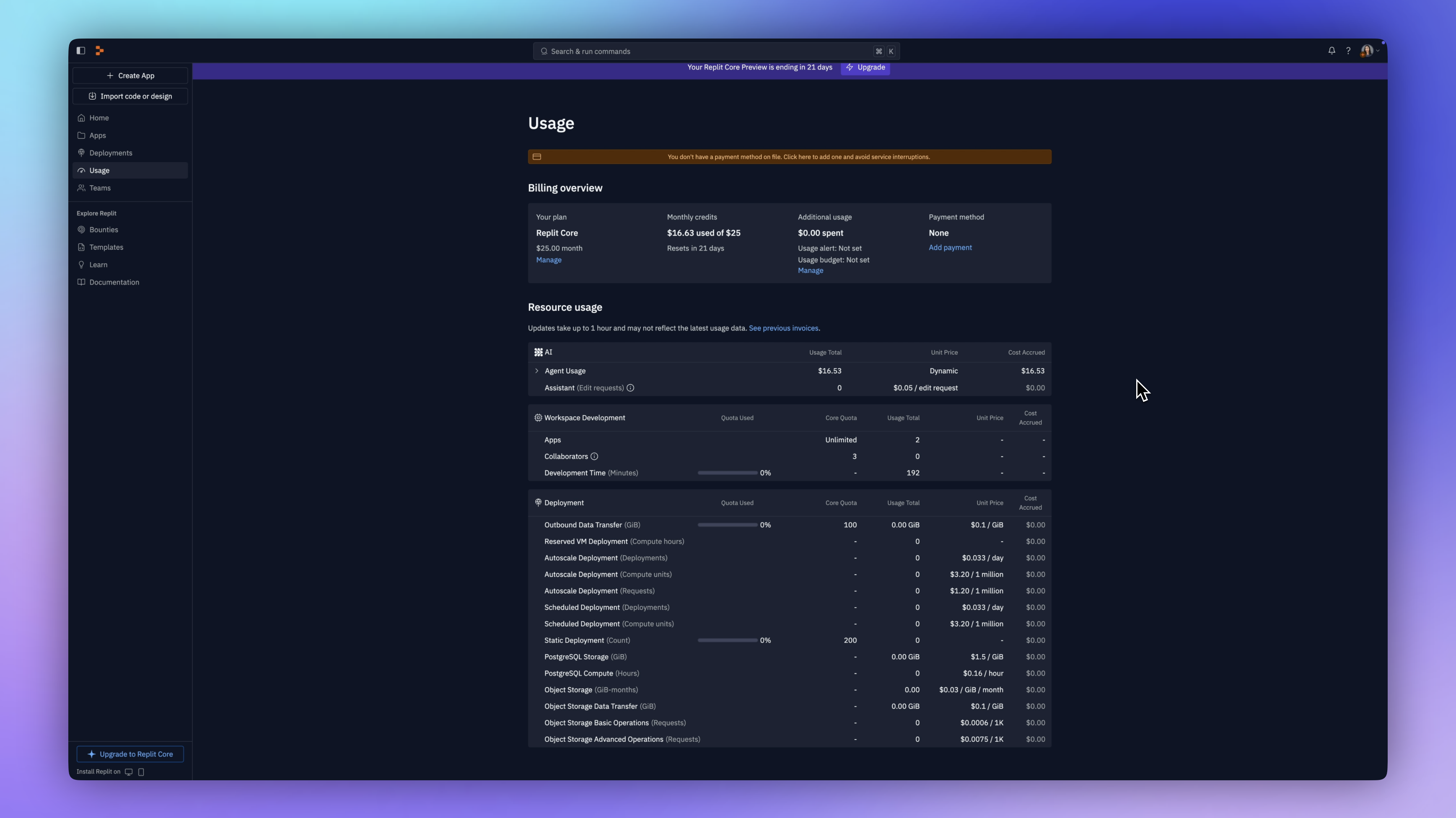 Viewing Usage and Billing