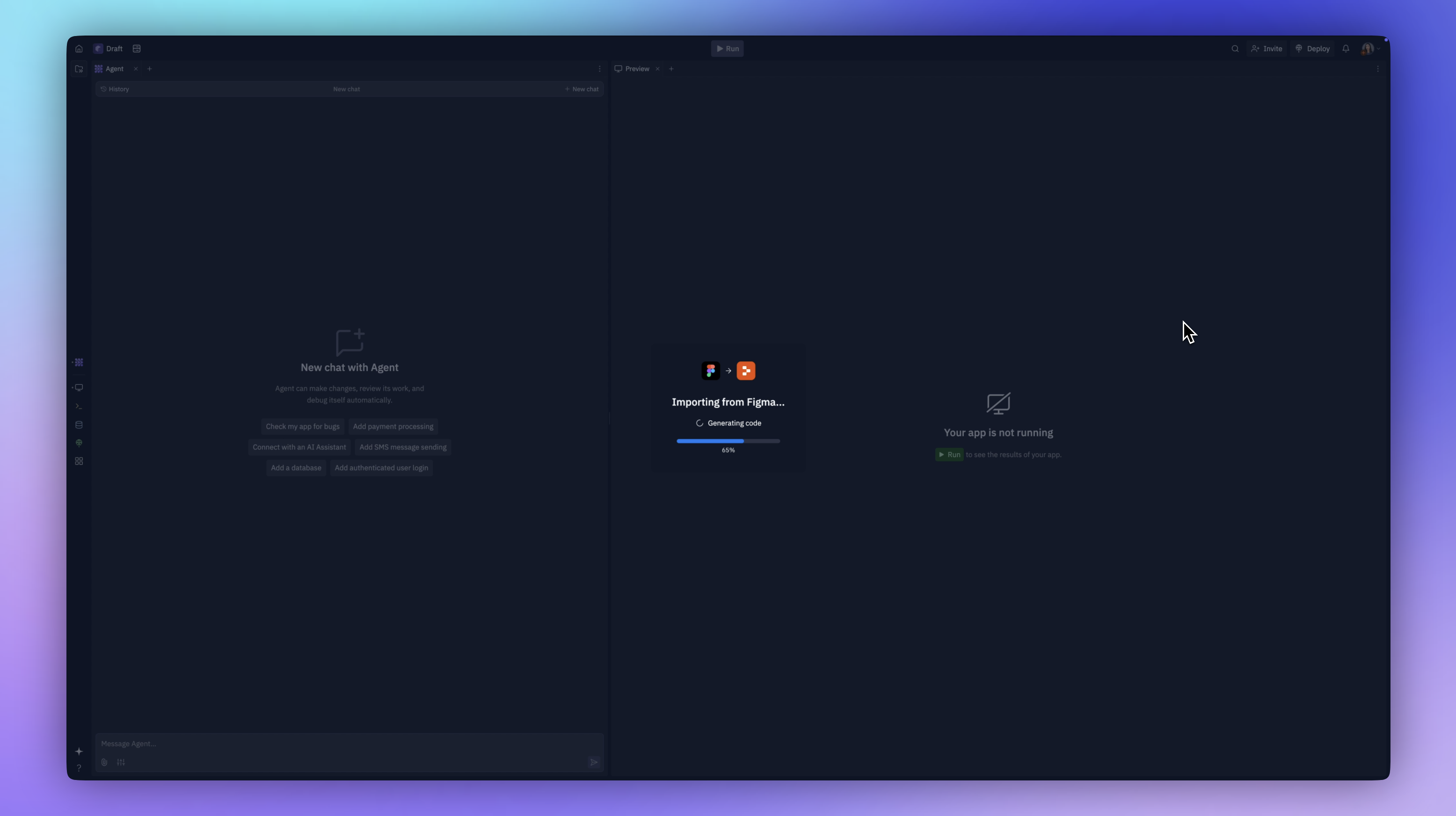 Replit dark mode screen with blue loading bar