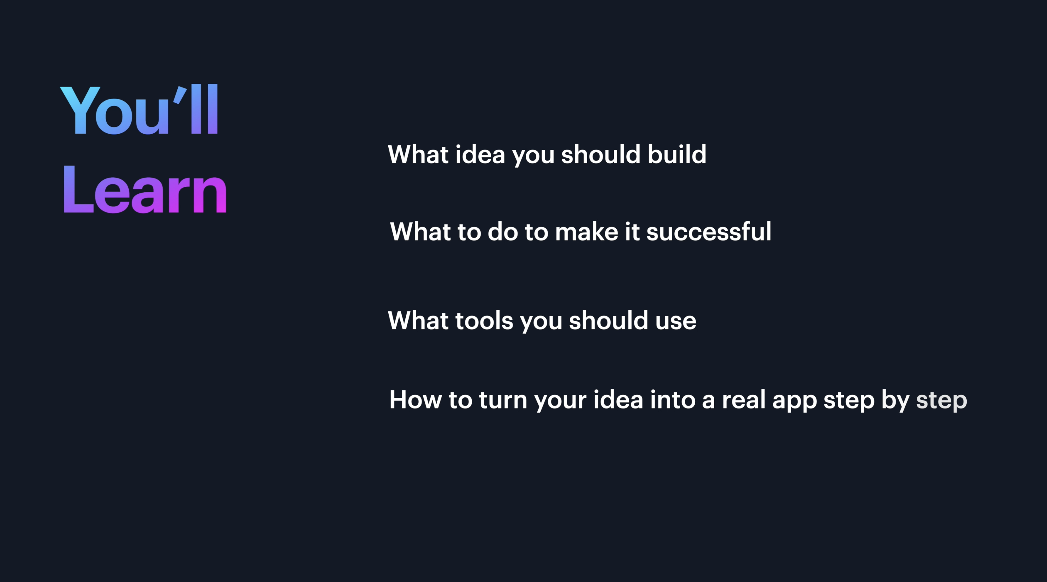 "Graphic or header image for 'What you're going to learn' section — simple design likely placeholder or decorative, signalling the start of major content."