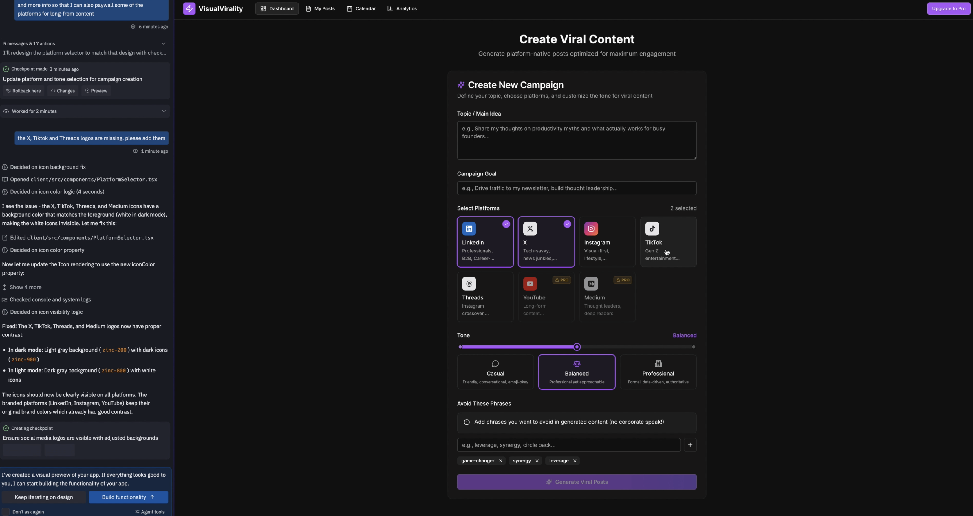 Social media platform selection