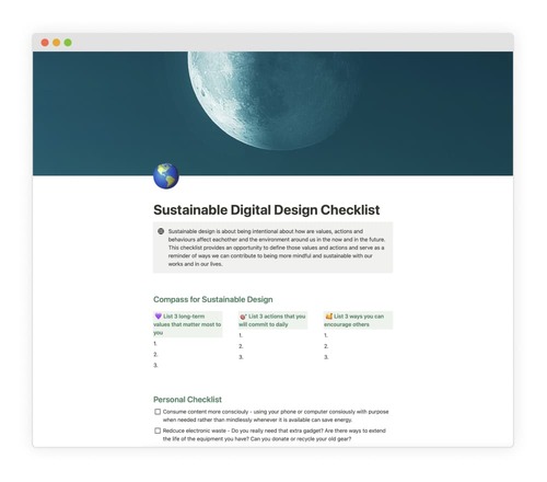 Sustainable Digital Design Checklist