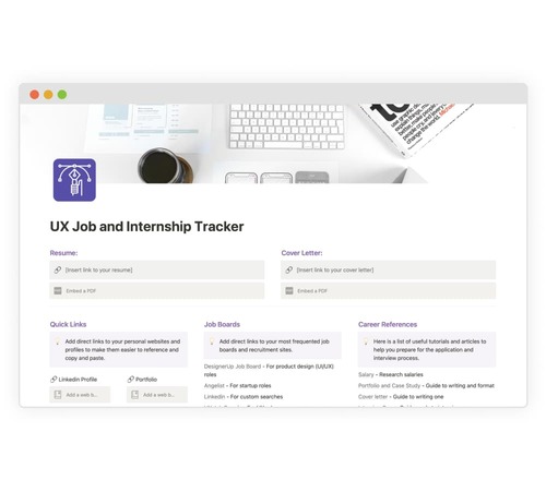 Notion UX Job Tracker 
